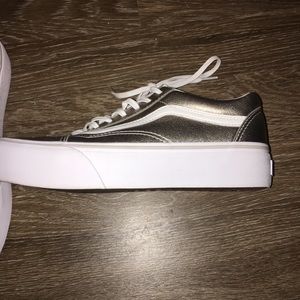vans old skool platform gray gold